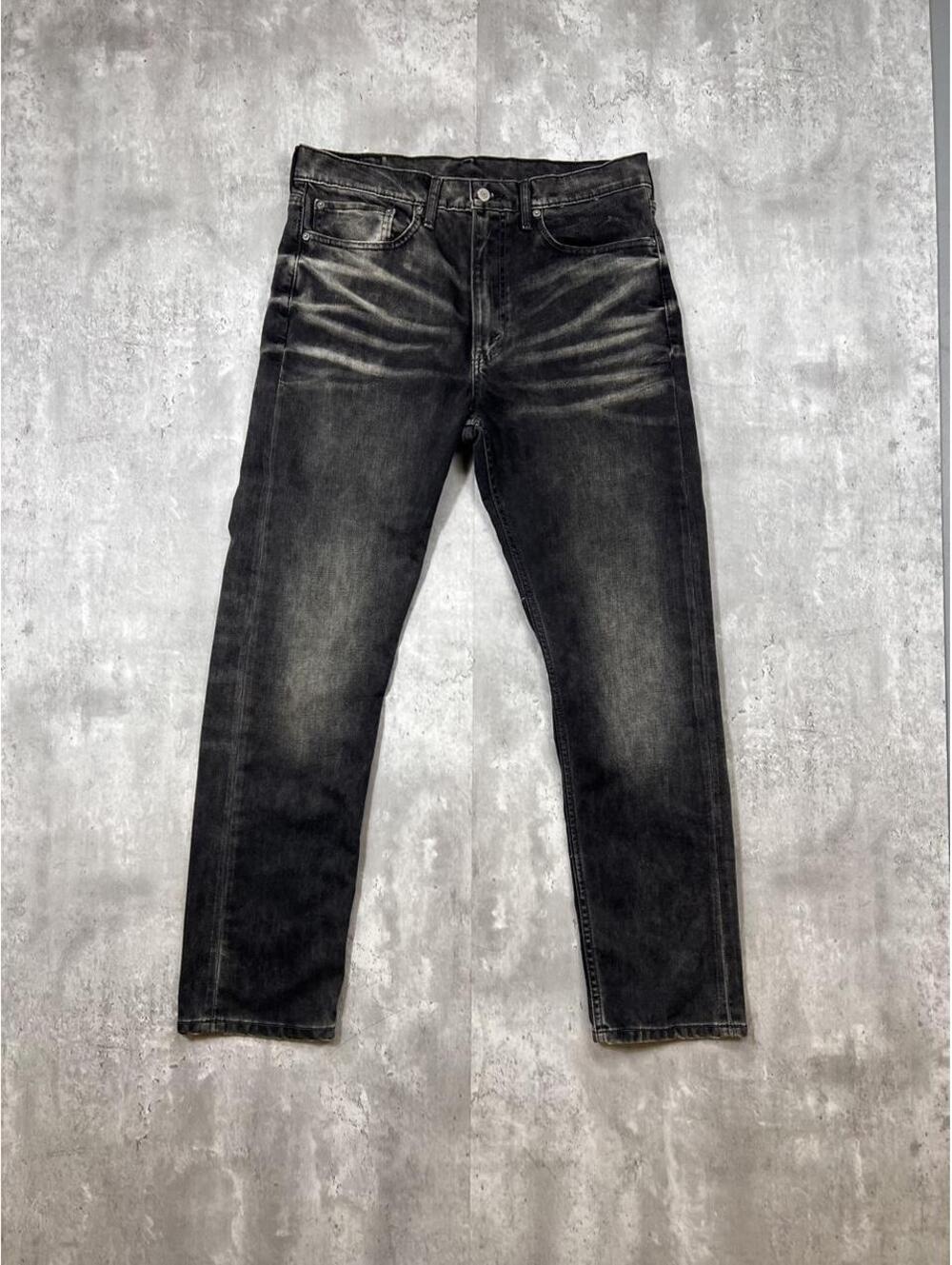 Black Faded Jeans Slim Taper Distressed Whiskered Denim Levi’s 522